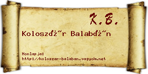 Koloszár Balabán névjegykártya